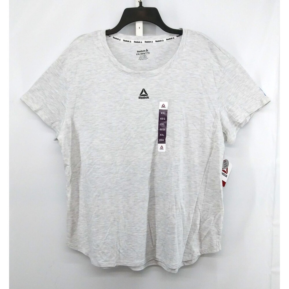 Reebok Shirt Women Plus Size 2XL Light Gray Short Sleeve Round Neck Casual Top